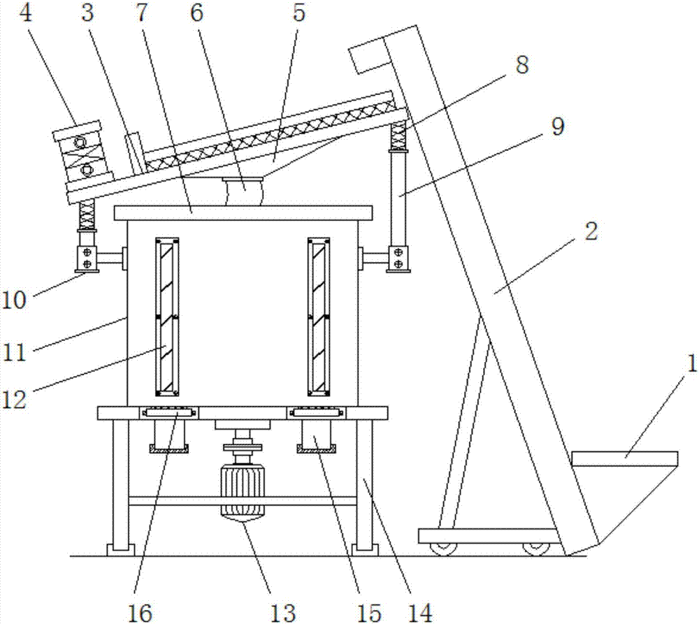 Vertical concrete mixer with screening function