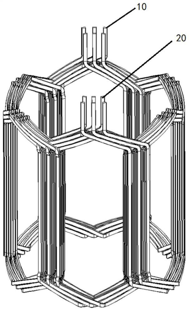 Flat wire continuous wave winding structure, stator with same, motor and vehicle