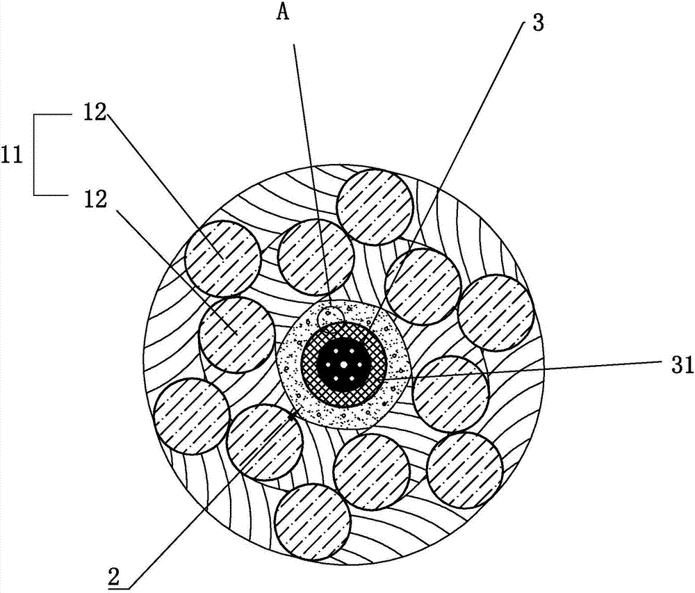 High-performance composite twelve-strand double-braided cable and production method thereof