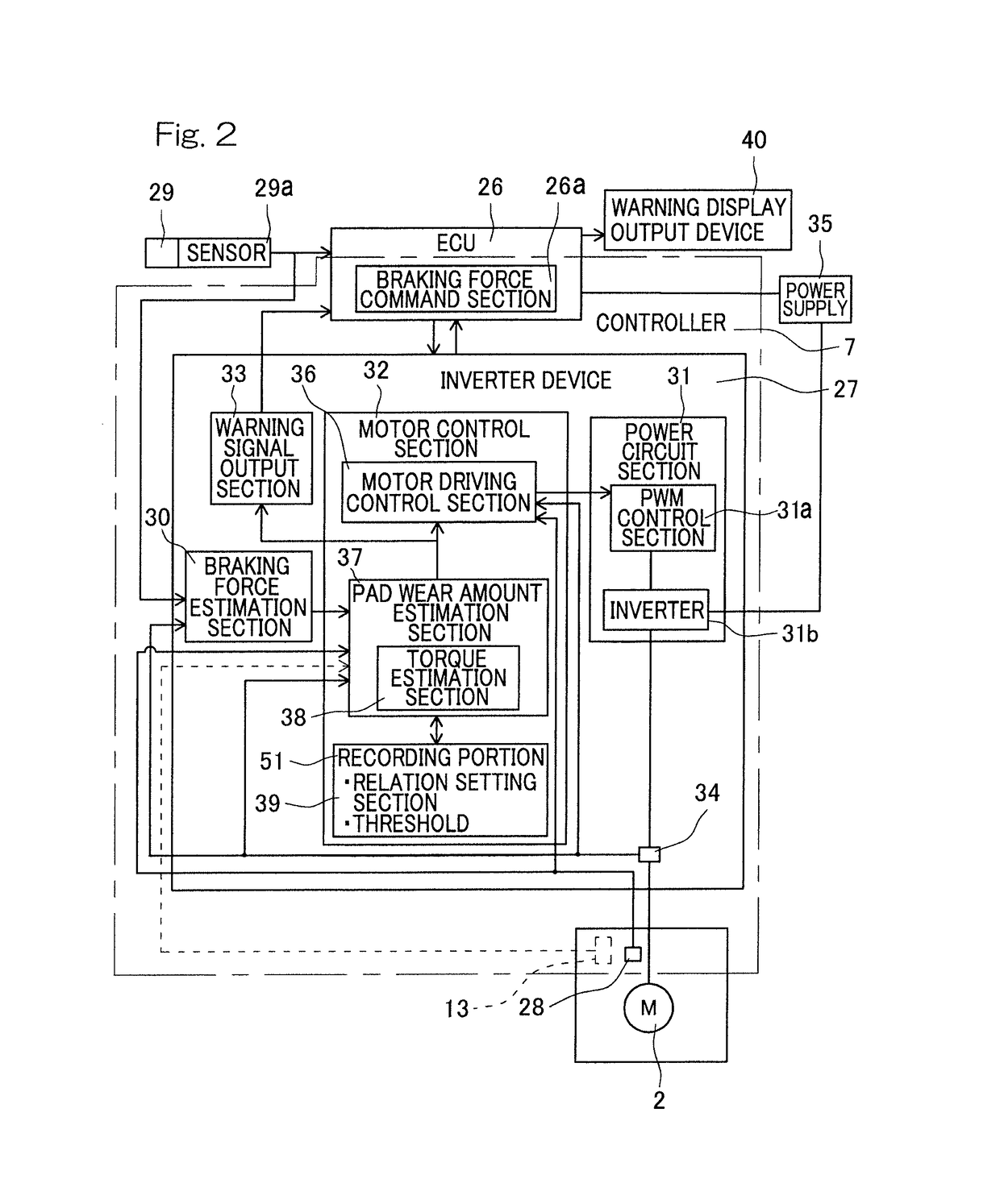 Electric brake device and electric brake device system