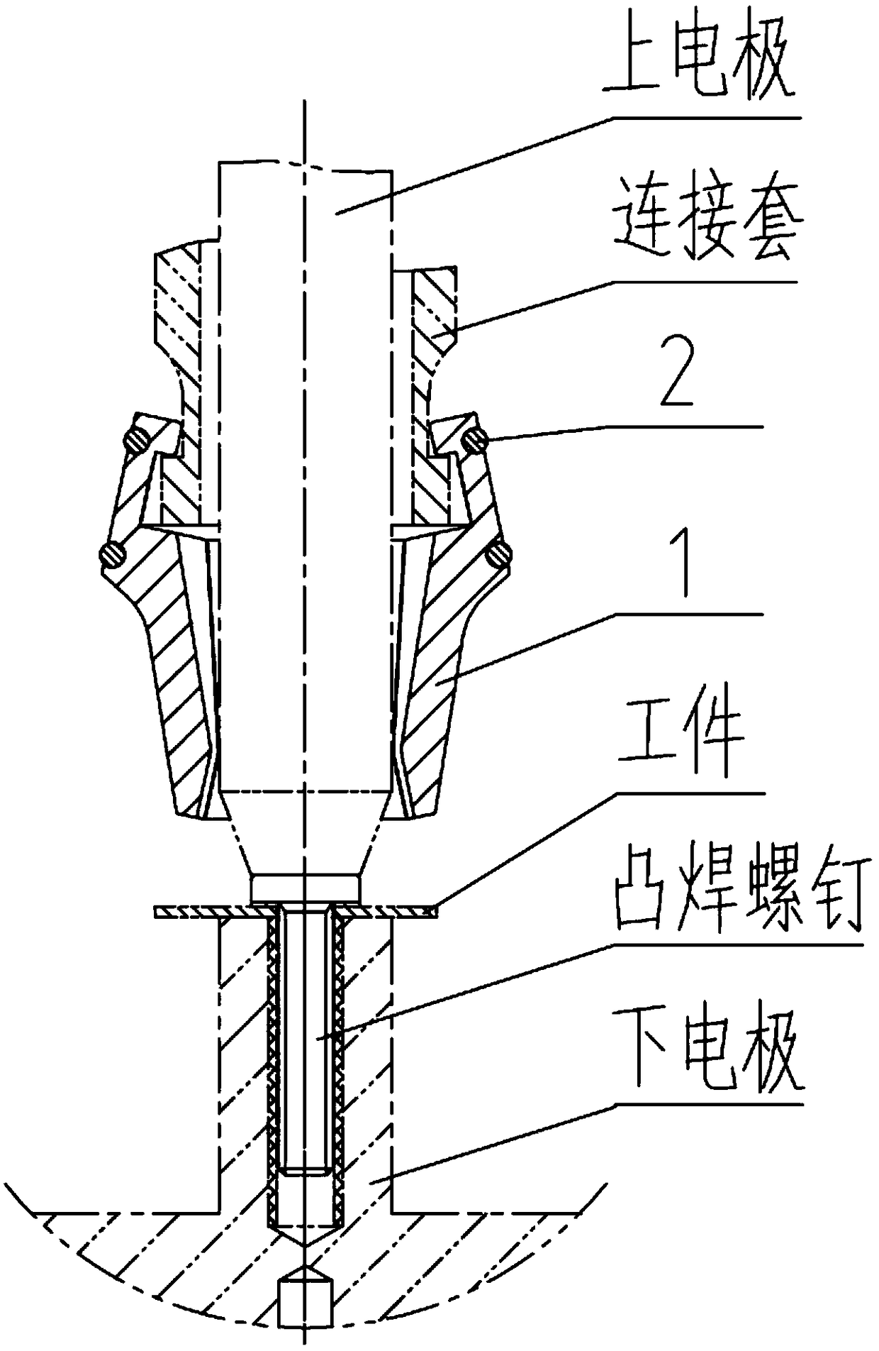 Projection welding screw chuck structure