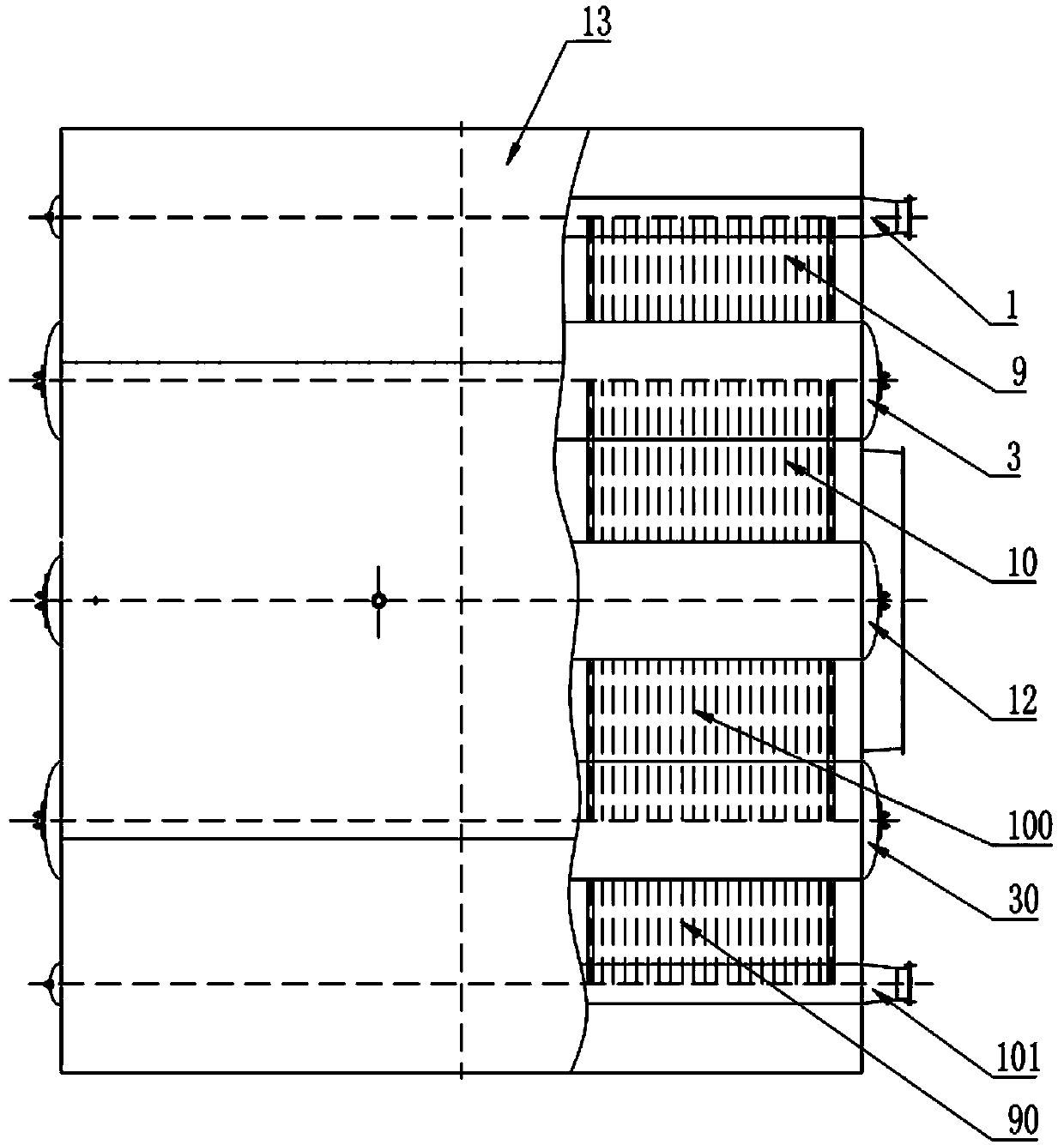 Non-turbulent wave infrared electromagnetic wave denitration device