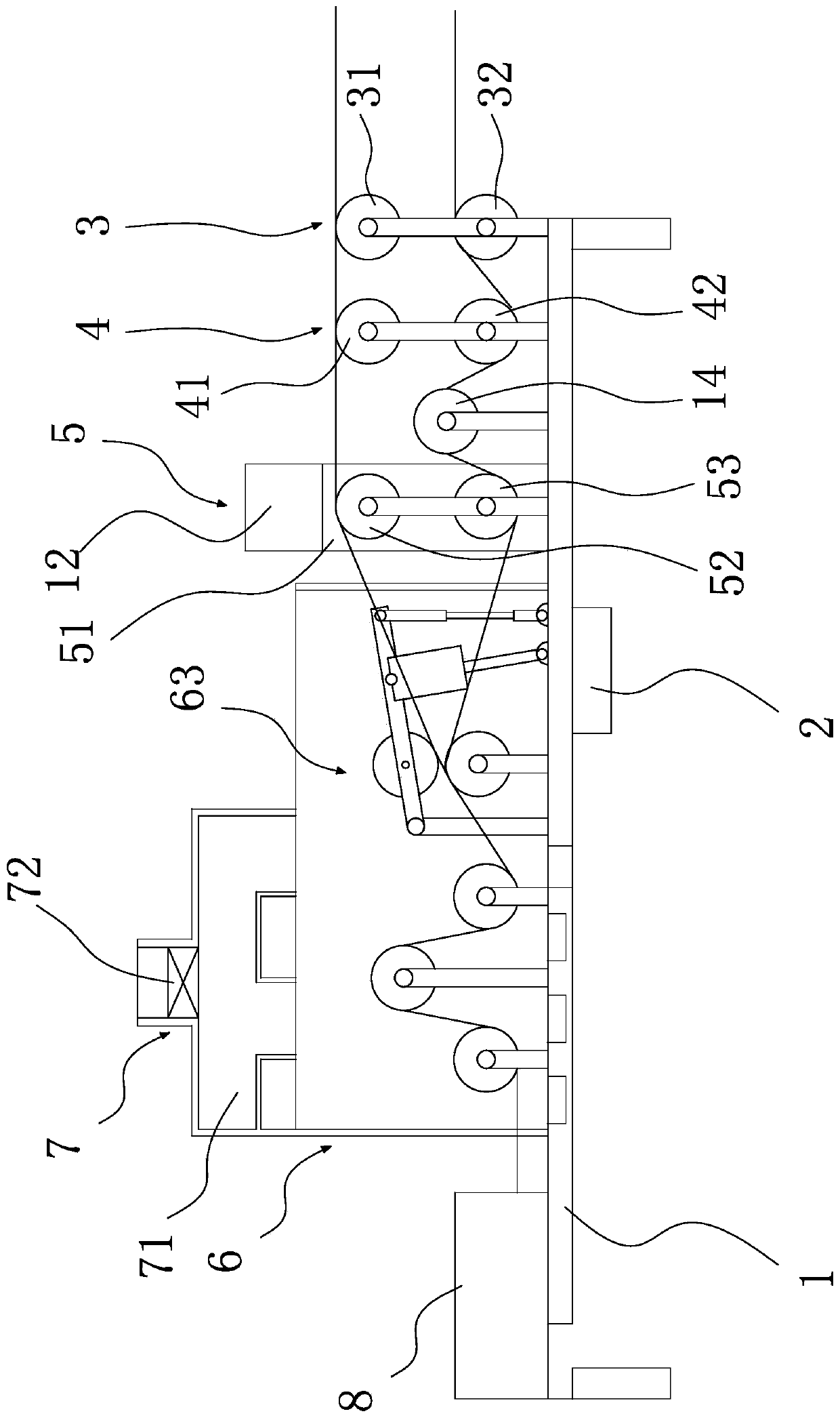 A glass fiber cloth composite machine with preheating function