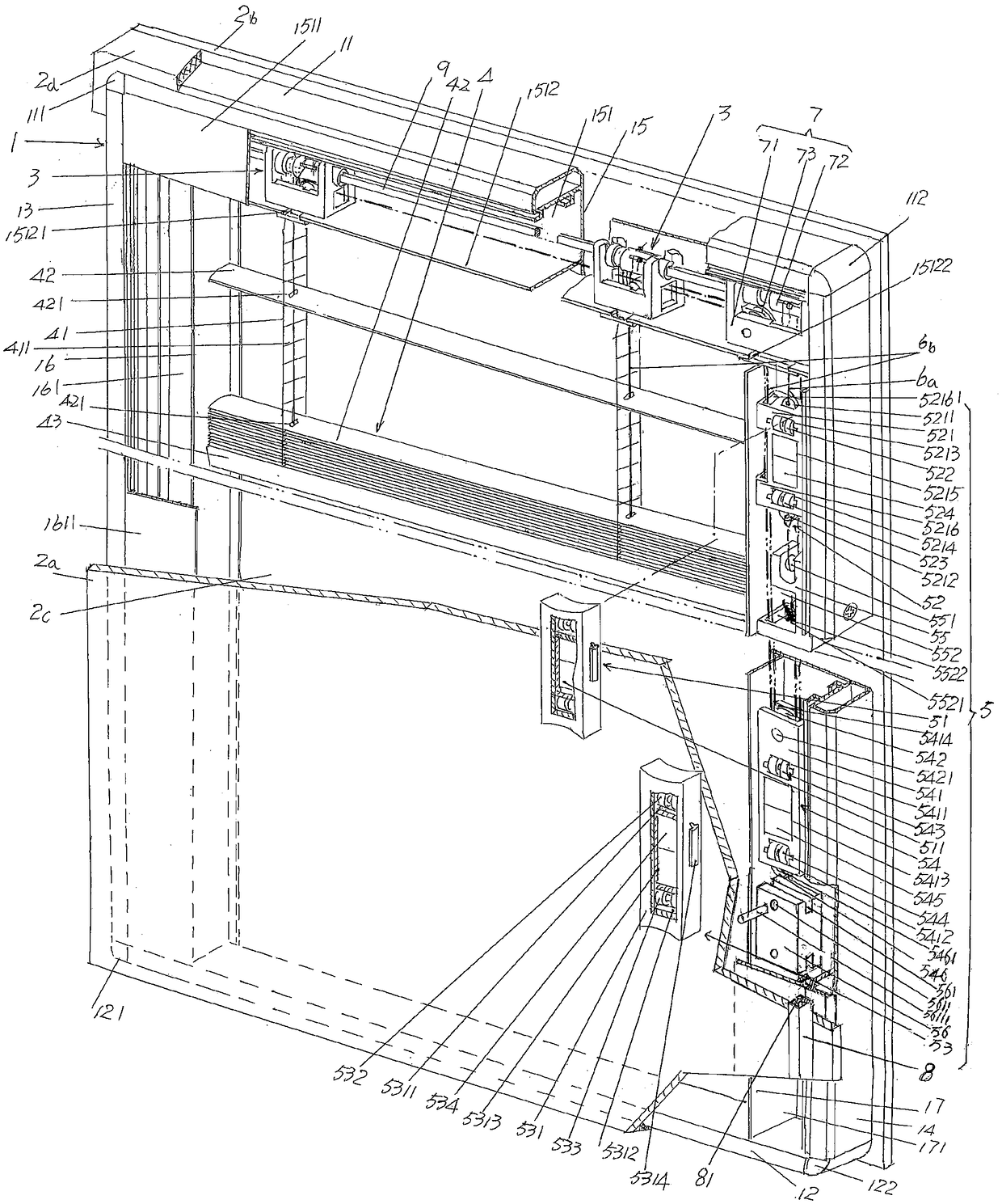 Single-side dual-control hollow glass built-in louver with labor-saving operation