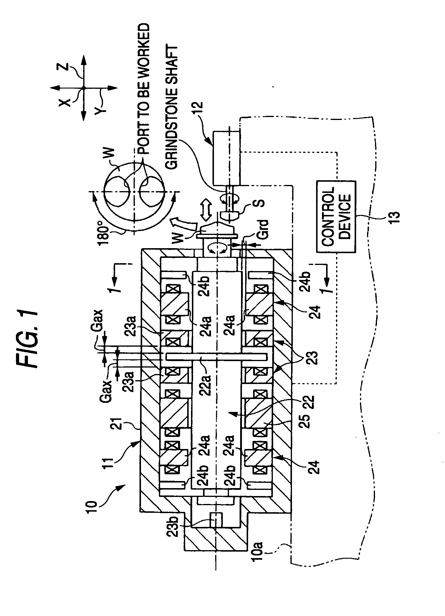 Magnetic bearing spindle device for machine tool