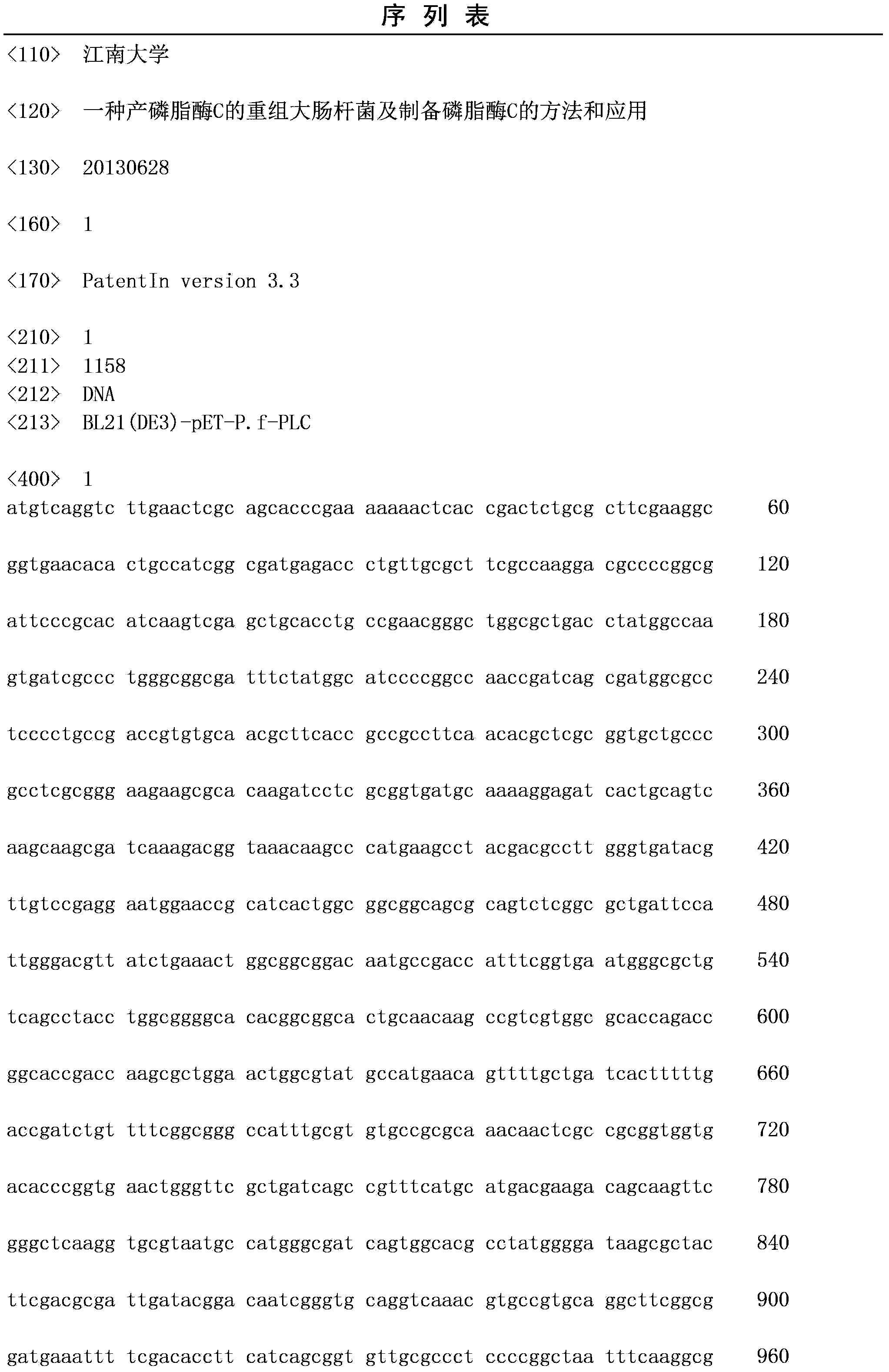 Recombinant escherichia coli capable of producing phosphatidase C, phosphatidase C preparation method, and applications of phosphatidase C