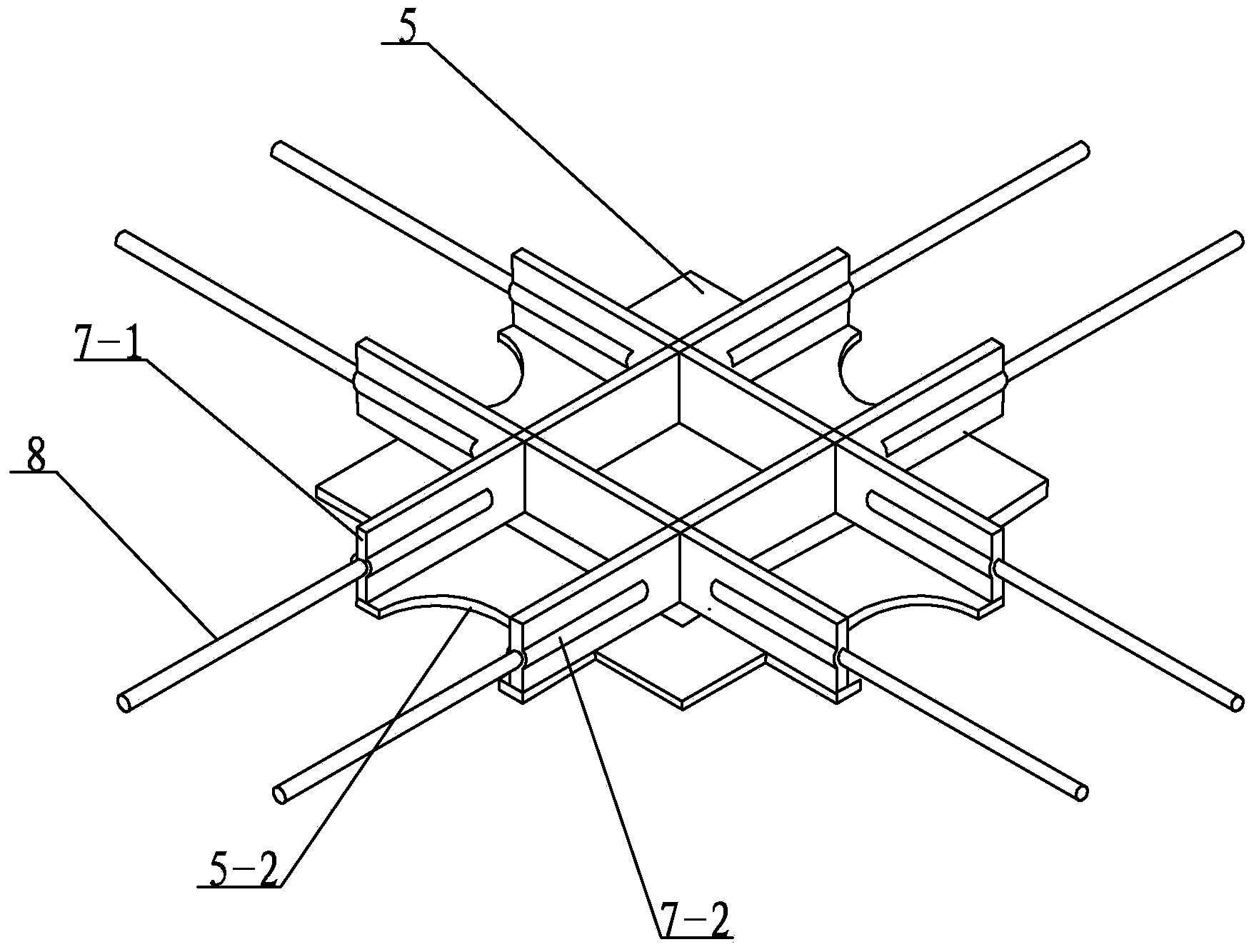 Node assembly of U-shaped steel-concrete composite beam and rectangular steel tube concrete column