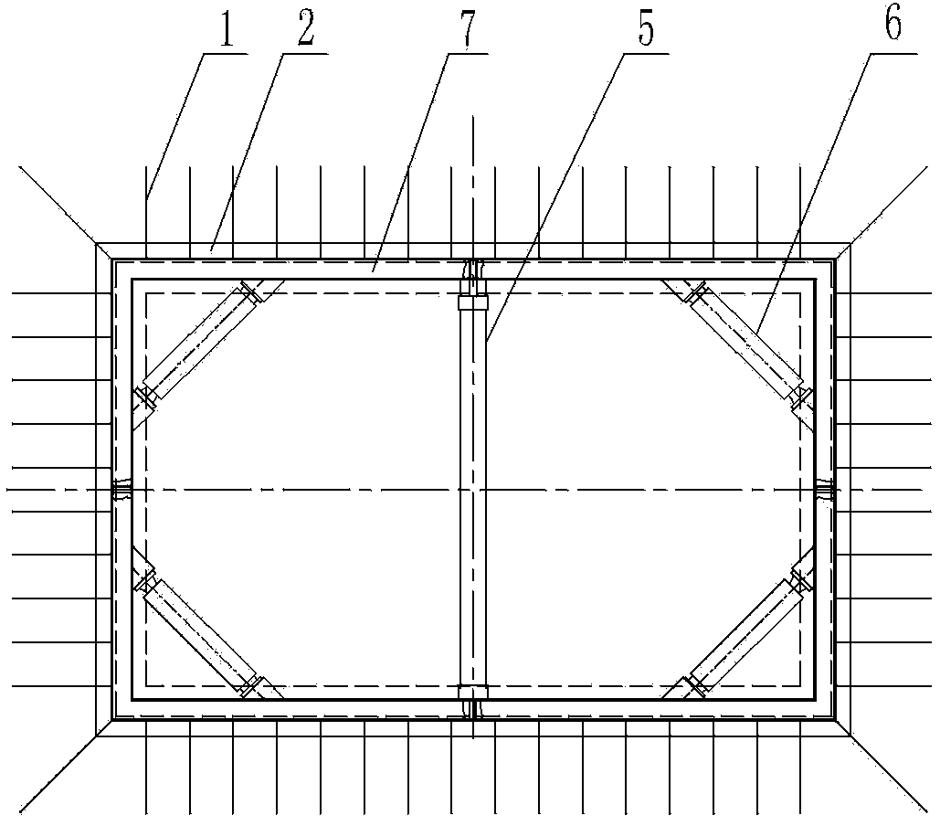 Supporting structure system of rock stratum large-section deep vertical shaft and construction method of supporting structure system