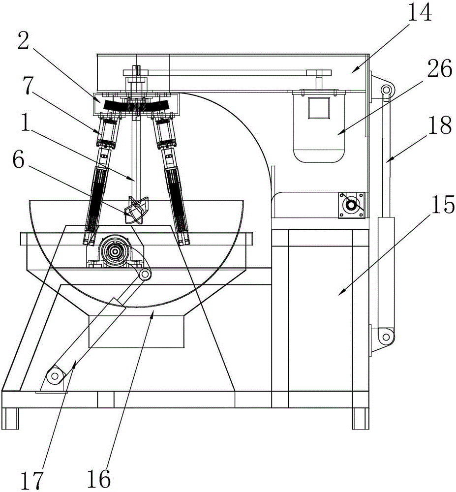 Stirring device for spherical pot body