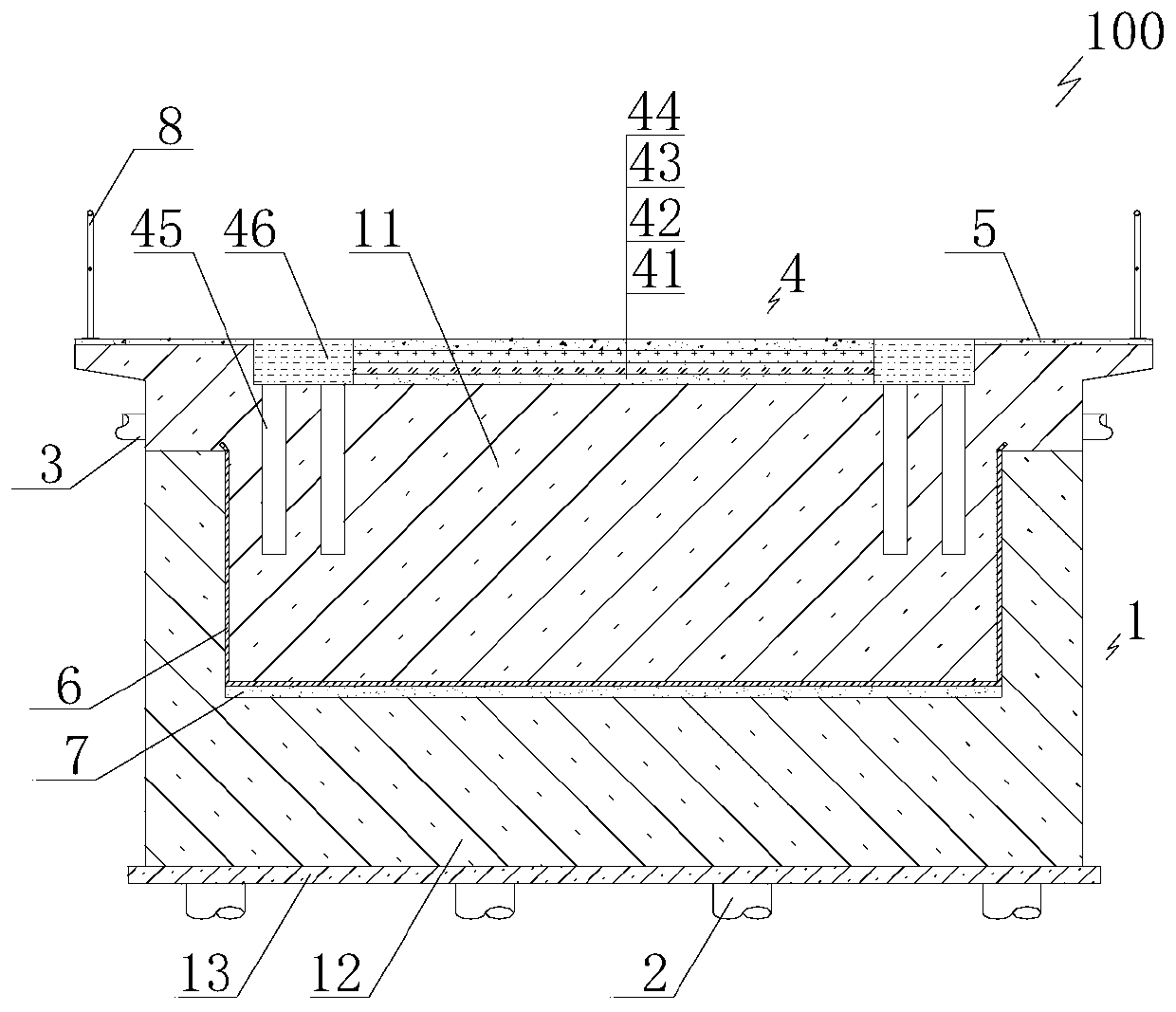 Air separation tower foundation structure