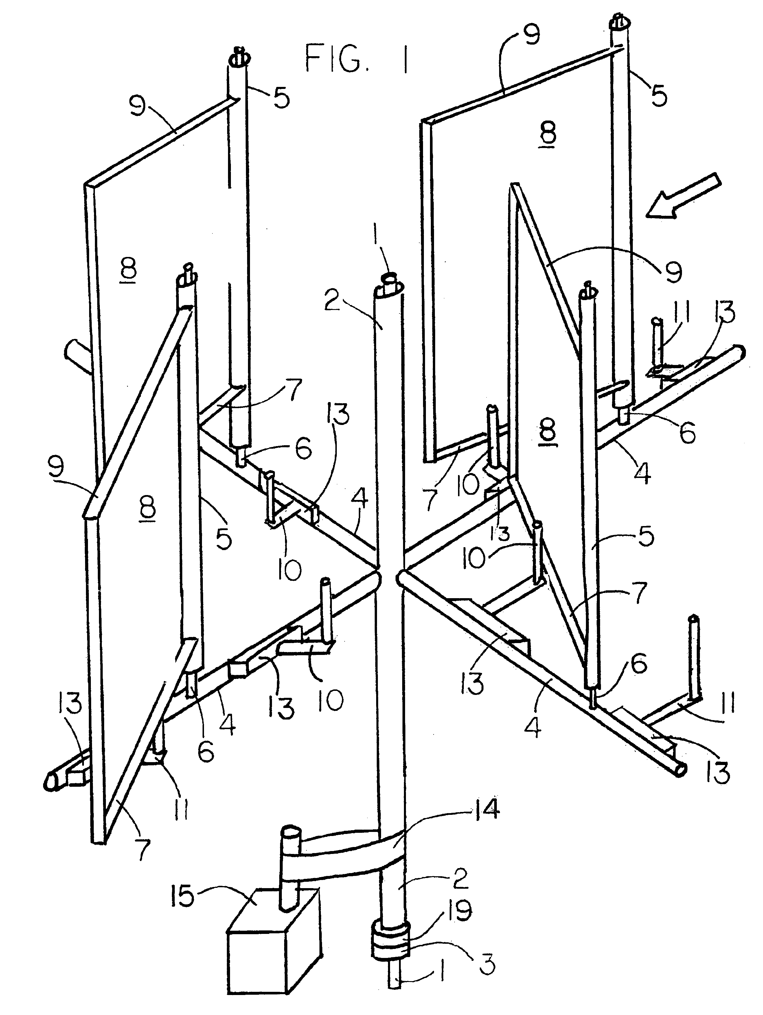 Vertical axis wind turbine with controlled gybing