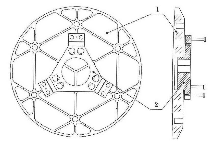 Micro-stress assembly flexible supporting method of small-calibre micro-crystal glass material reflector