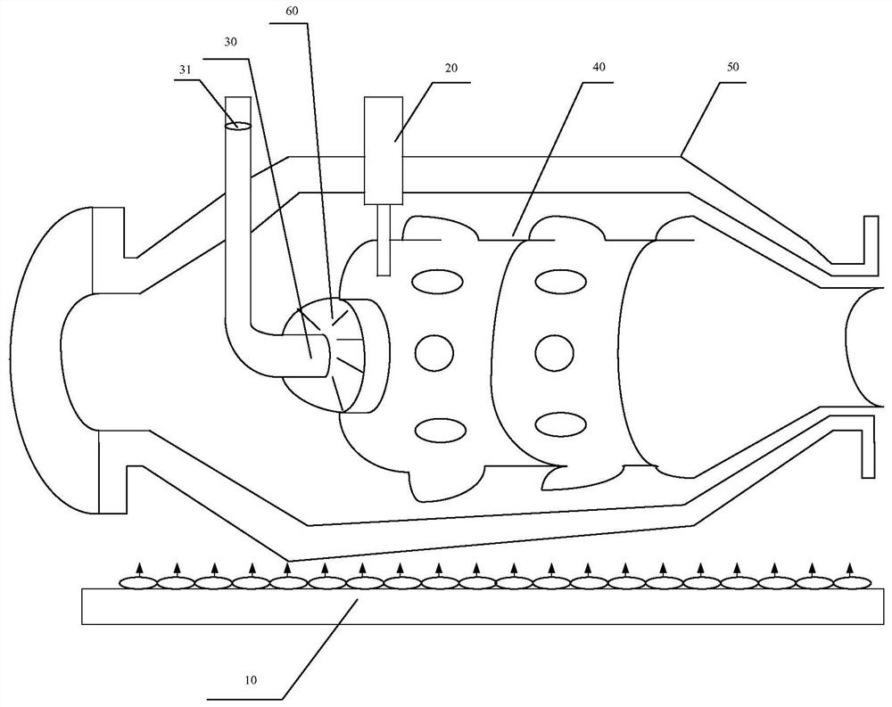 A device for improving the combustion efficiency of a combustion chamber of a gas turbine