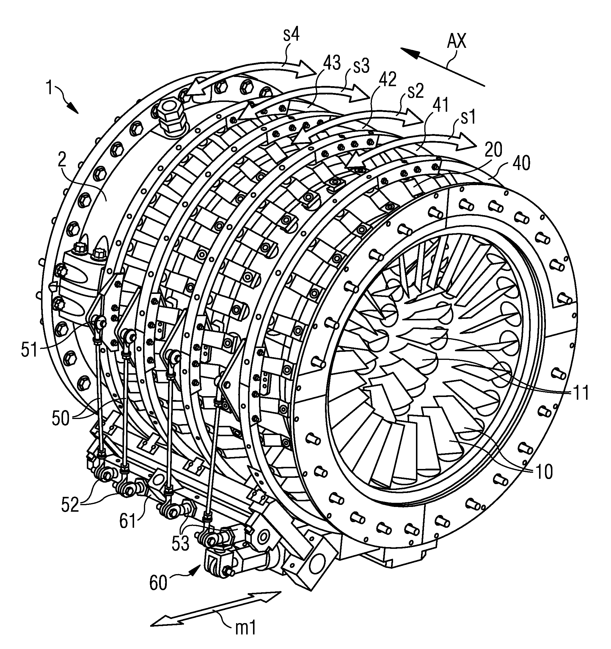 Device for adjusting variable guide vanes