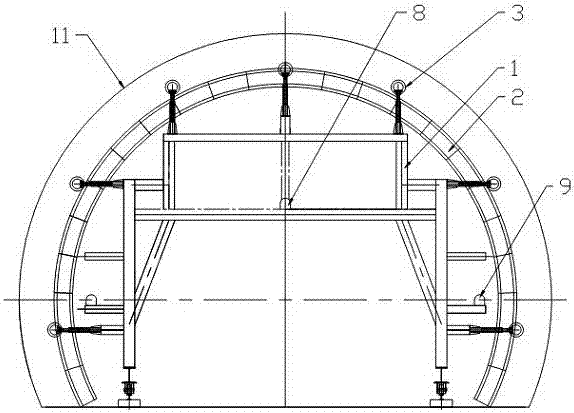 Tunnel secondary lining rebar positioning, laying and ejecting device