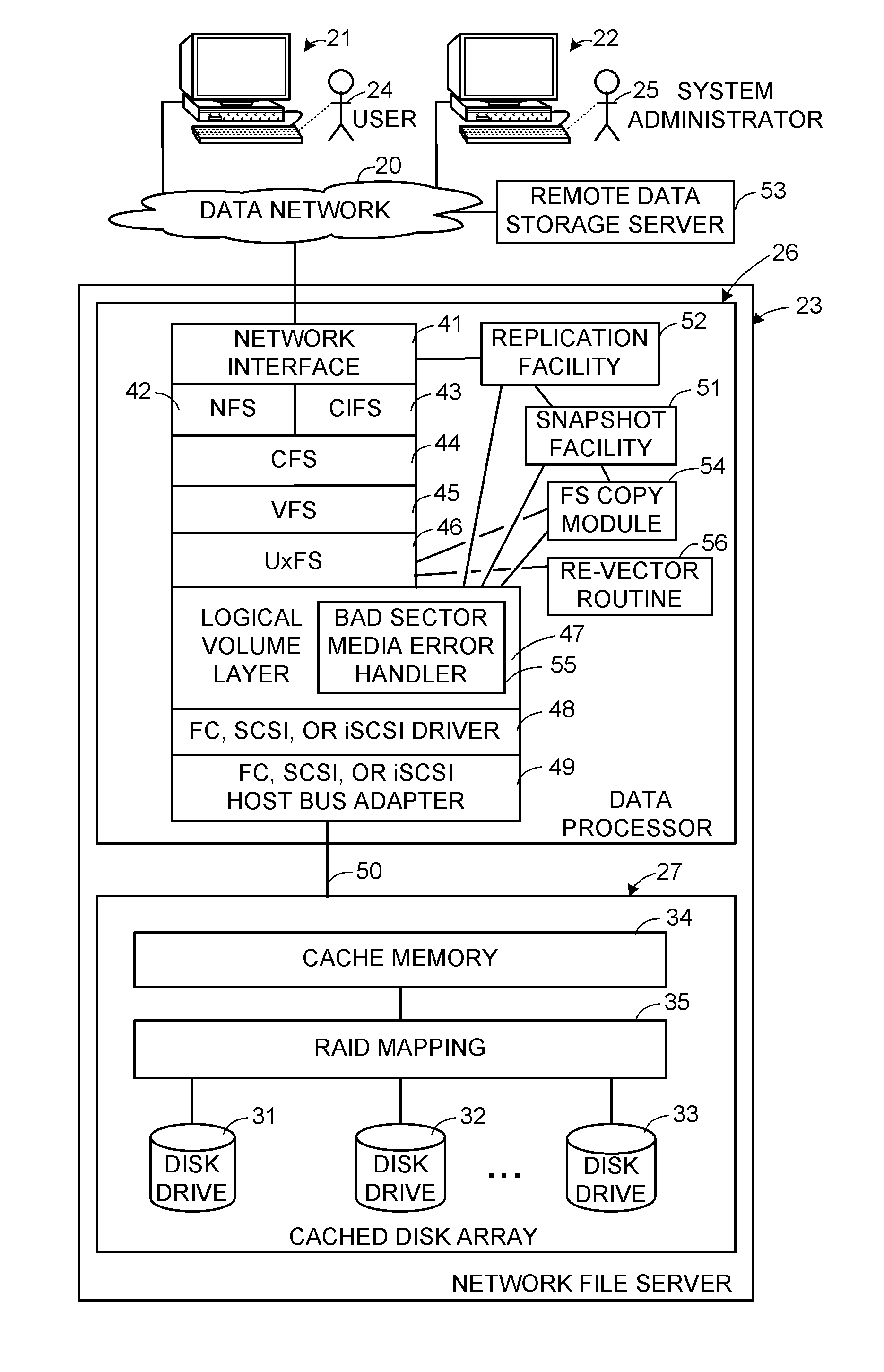 Automatic media error correction in a file server