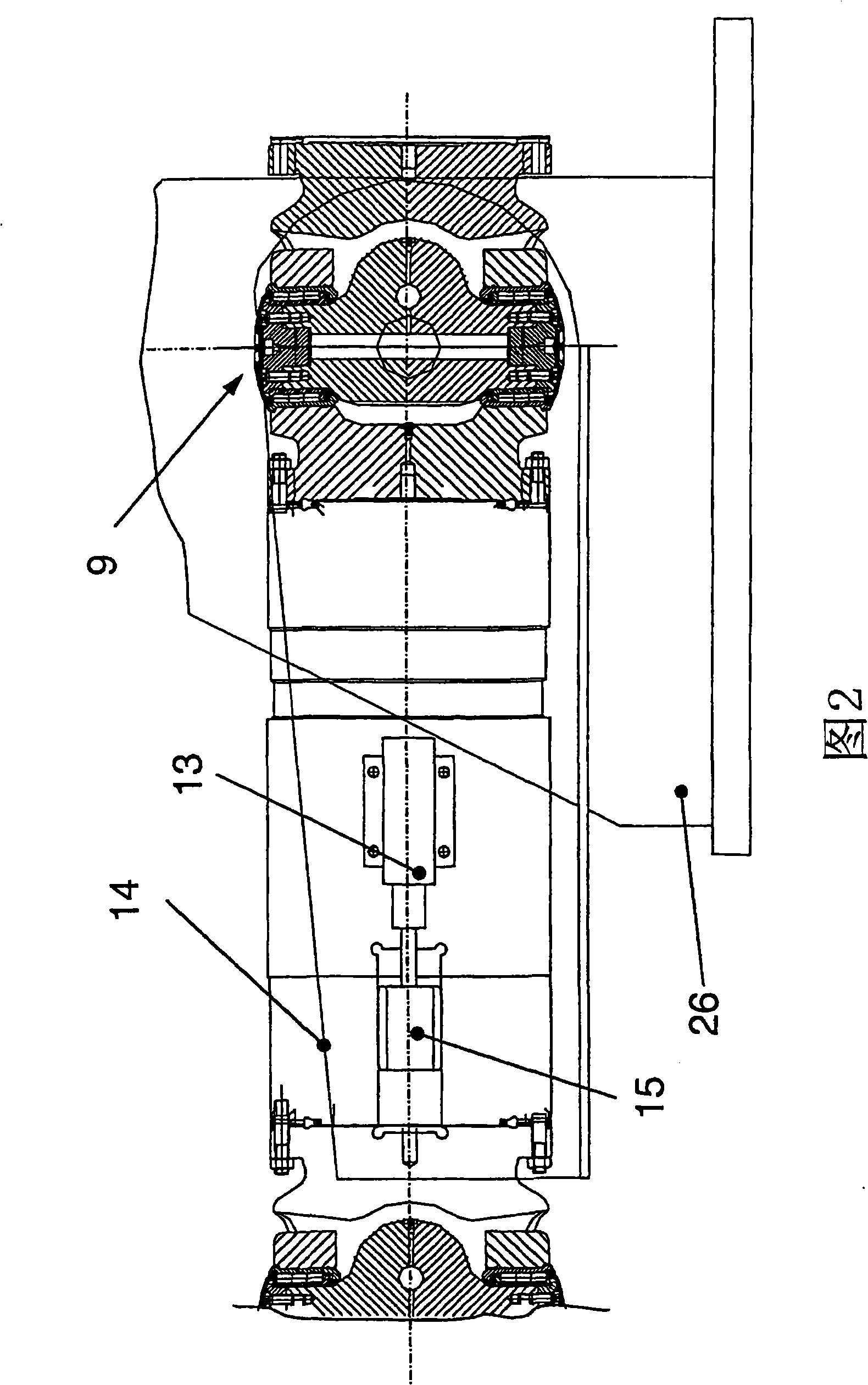 Roll stand provided with a displacement device