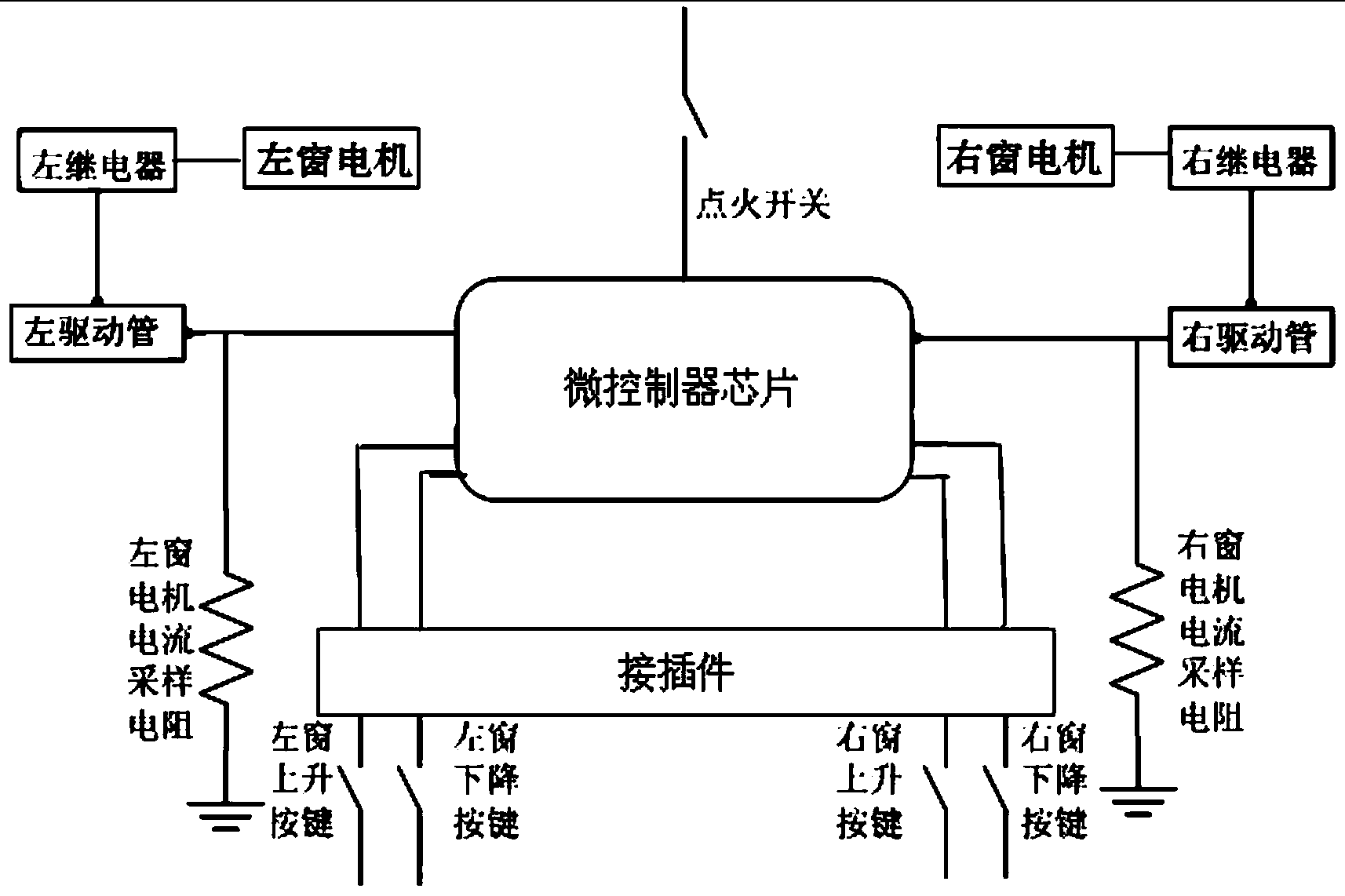 Low-price motor vehicle power window control device and control method thereof