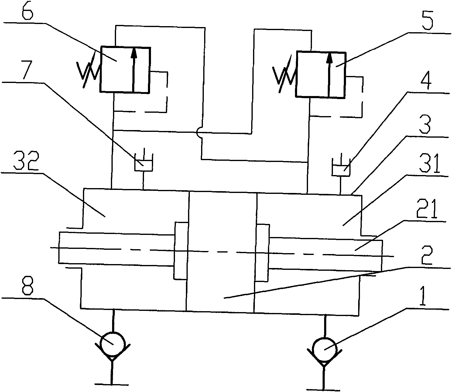 Internal recycle balance pressure oil cylinder