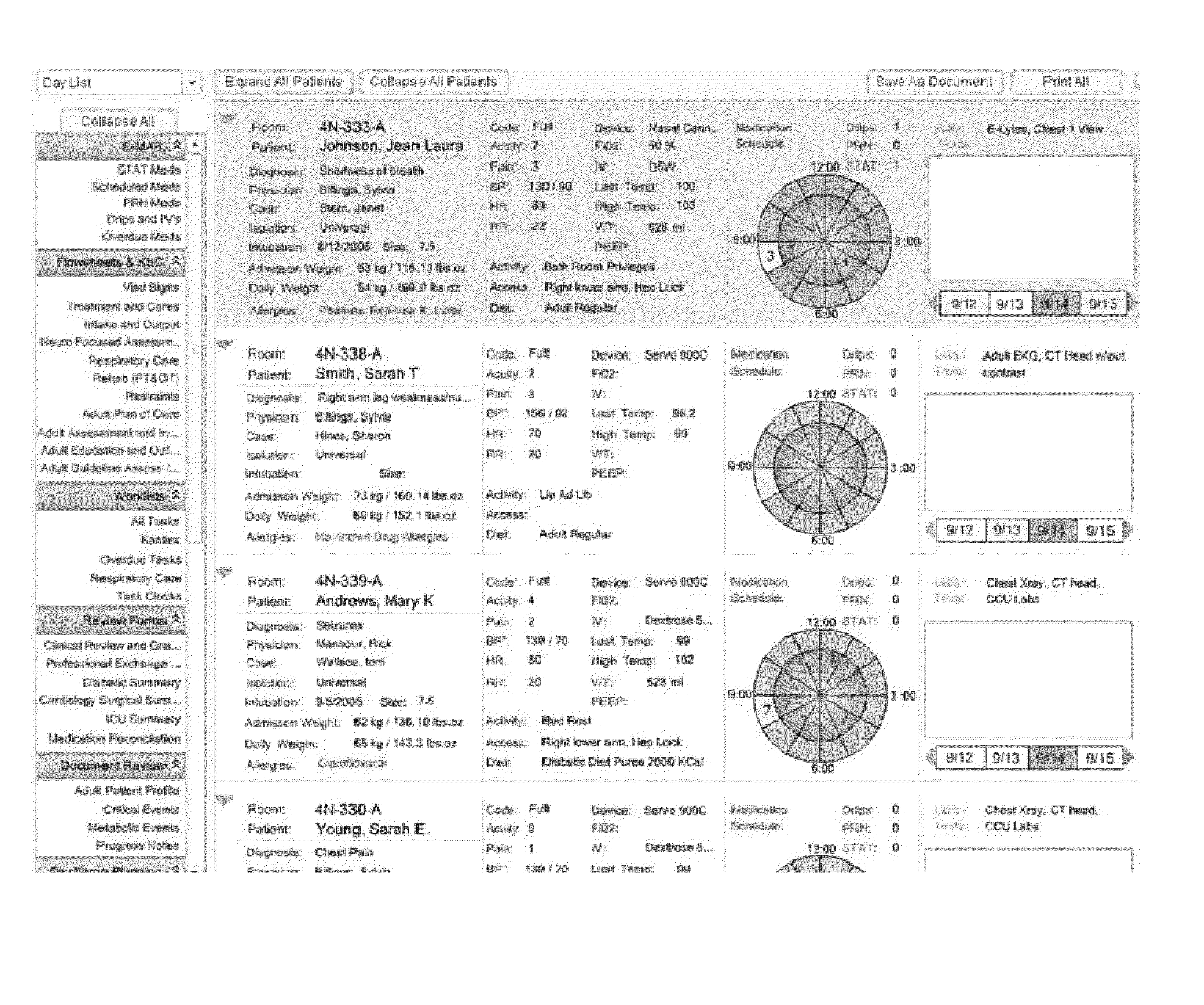 Radial view for display of temporal data