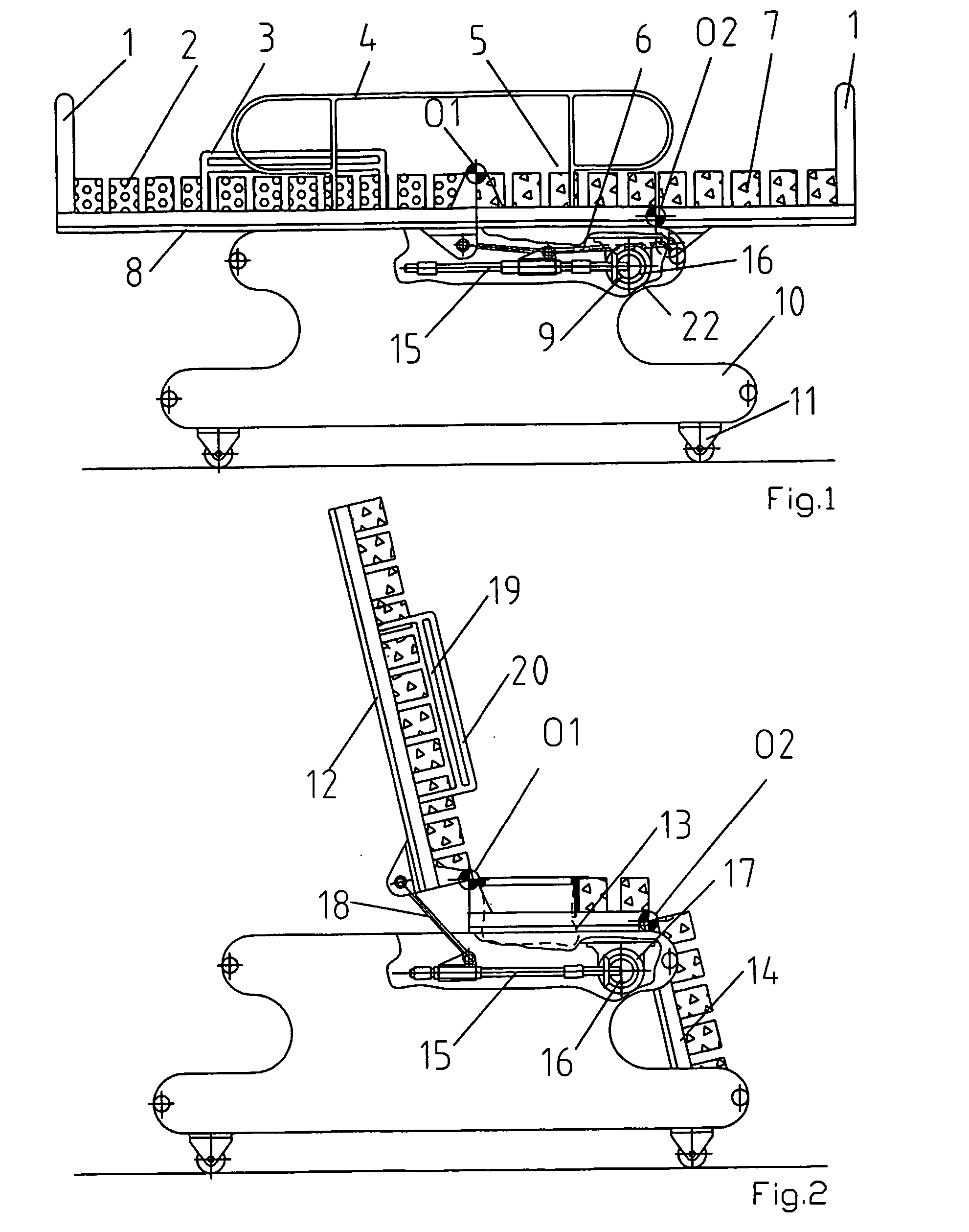 Universal hospital bed designed for nursing the immobile patients with additional bathing equipment