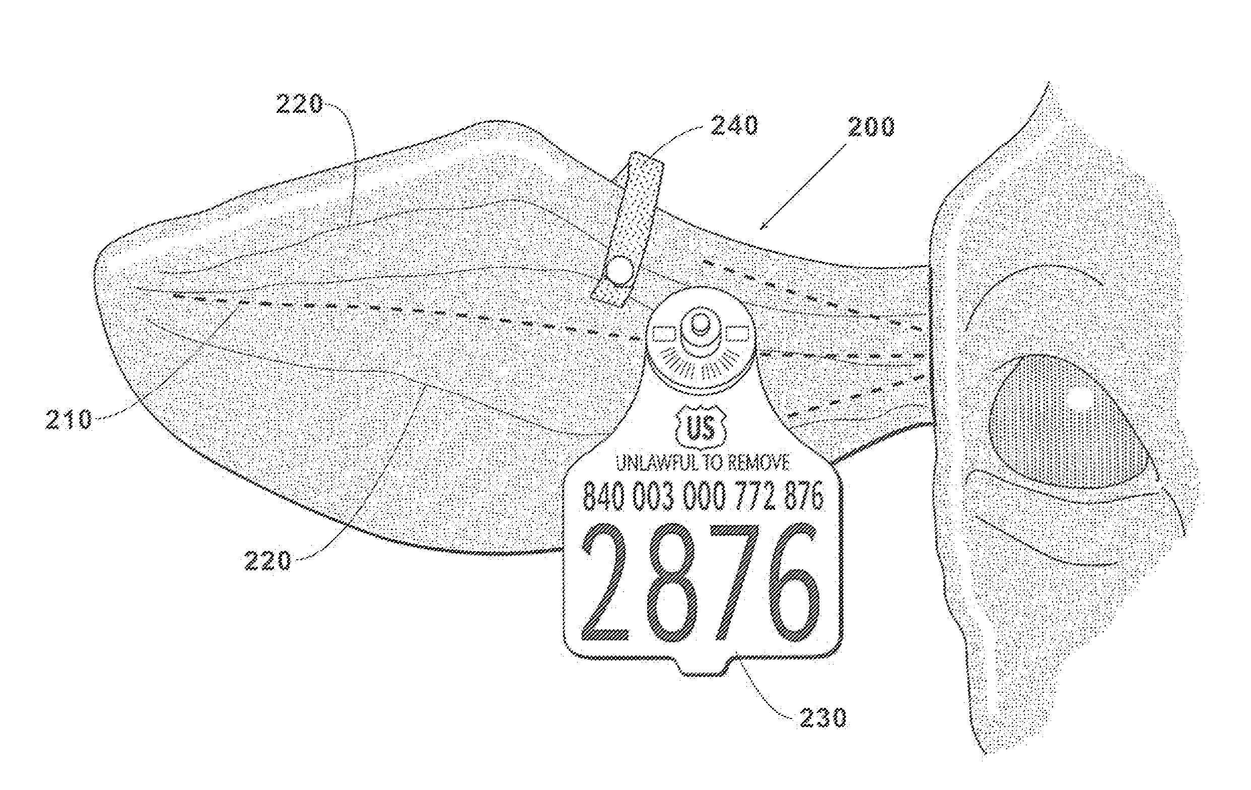 Fluttering ear tag for bovine vaccination