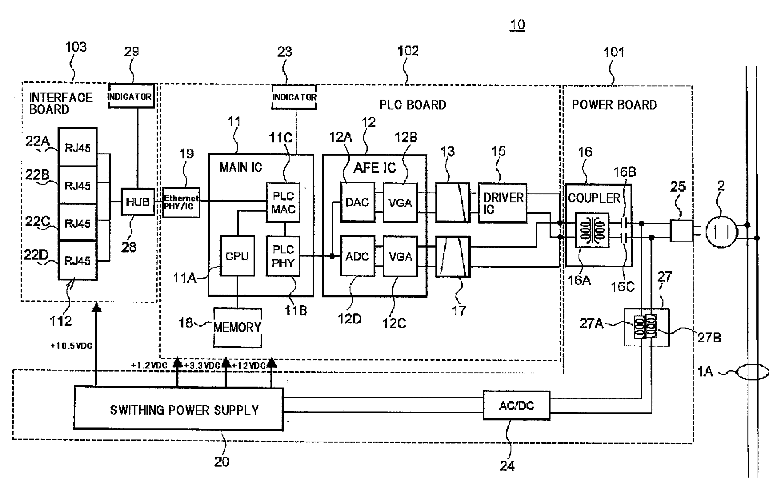 Power line communication apparatus