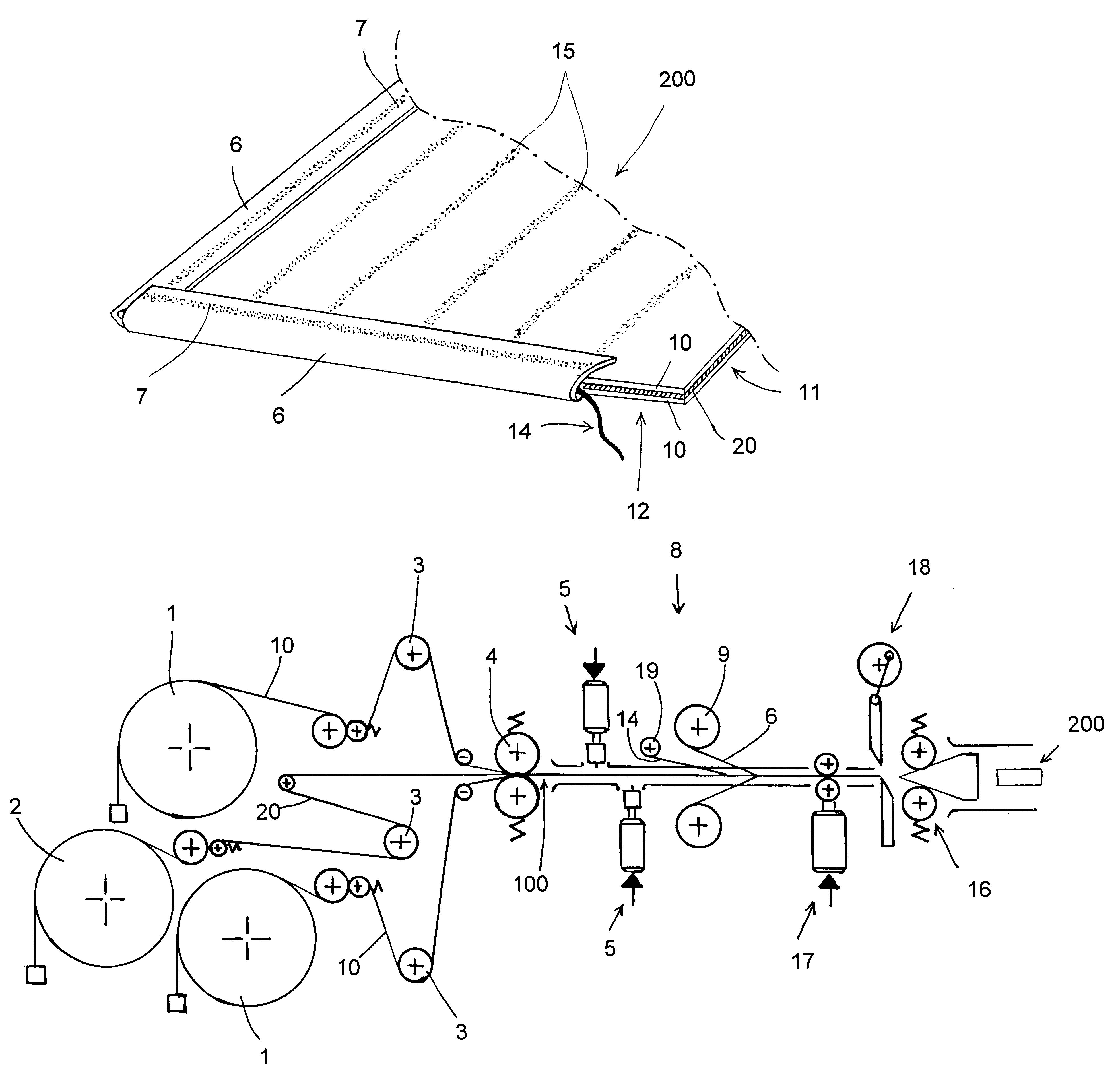 Method of continuously manufacturing compresses or drapes for single use, and a compress or drape obtained by the method