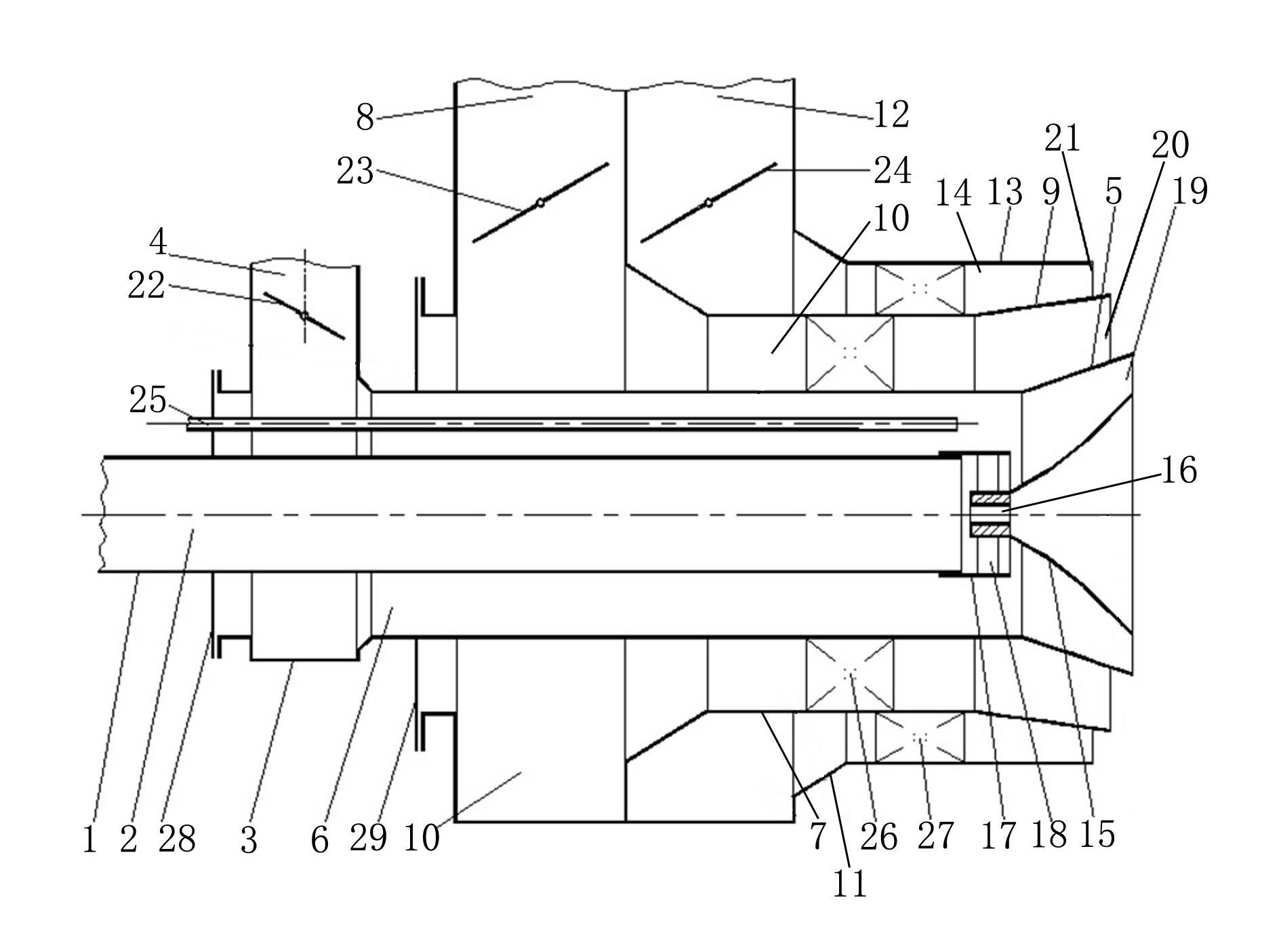 Efficient coal dust combustor for reducing smoke NOx content