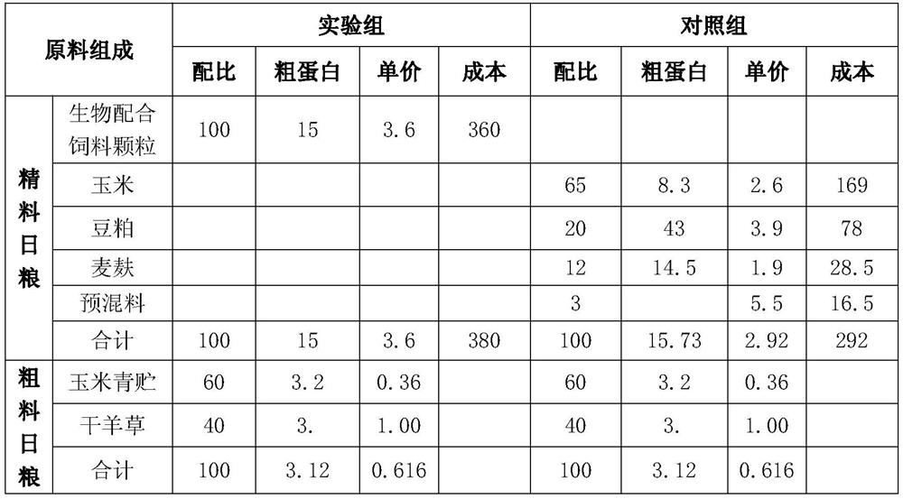 Biological compound feed for fattening sheep and preparation process thereof