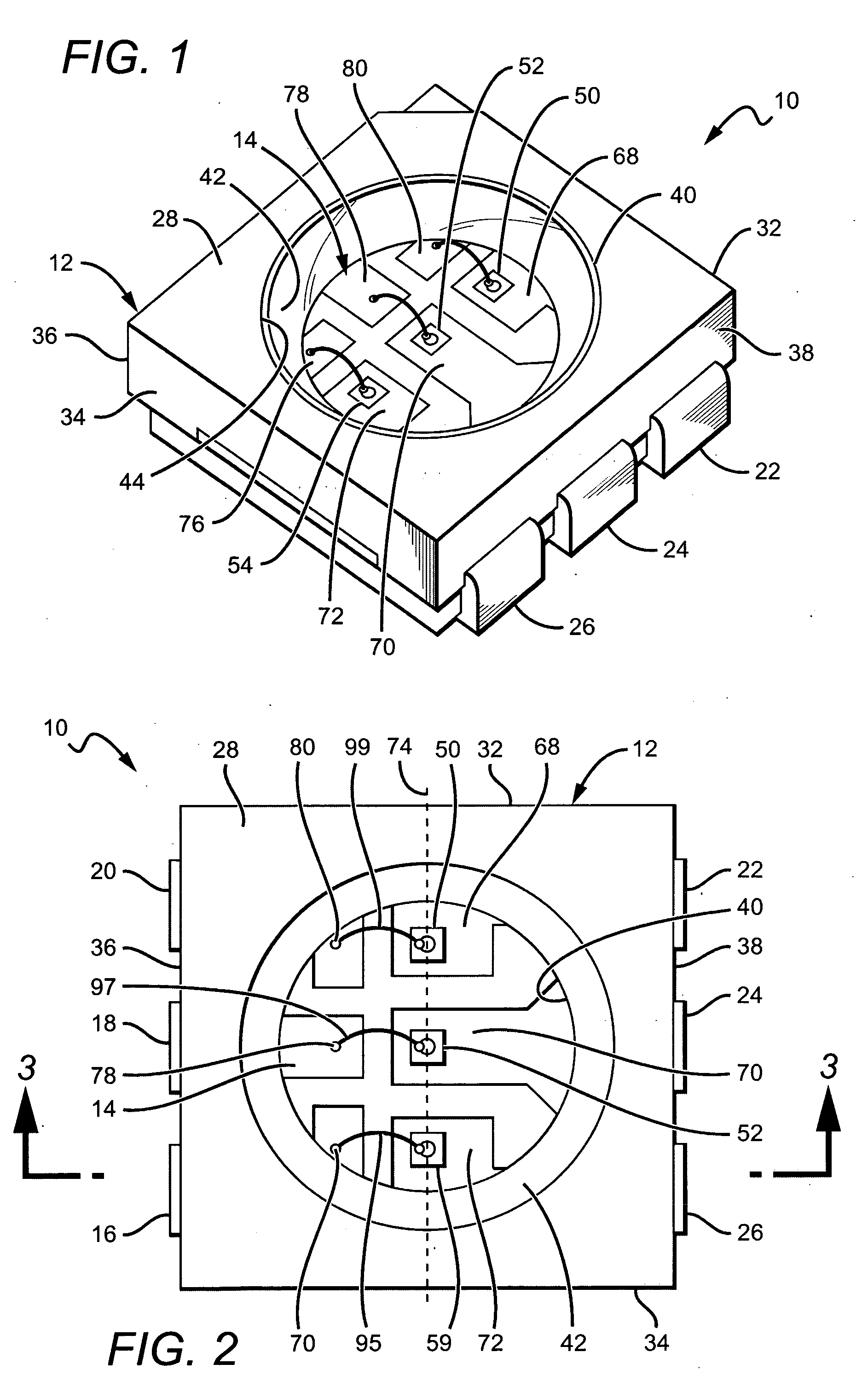 Aligned multiple emitter package