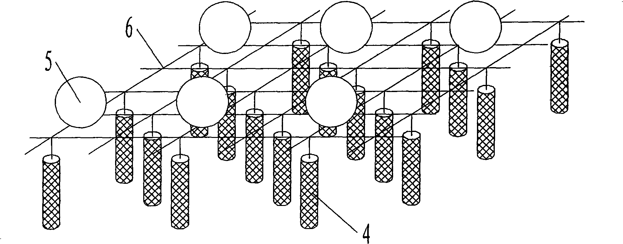 Process and device for movably adsorbing poisonous and harmful substances in natural water areas