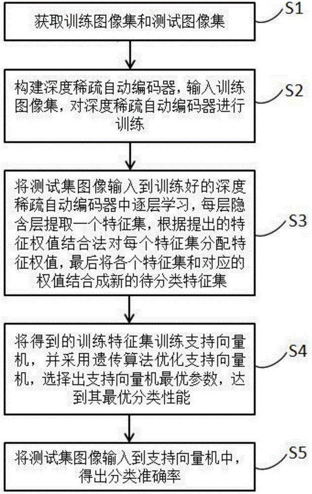 Image classification method based on sparse automatic encoder and support vector machine