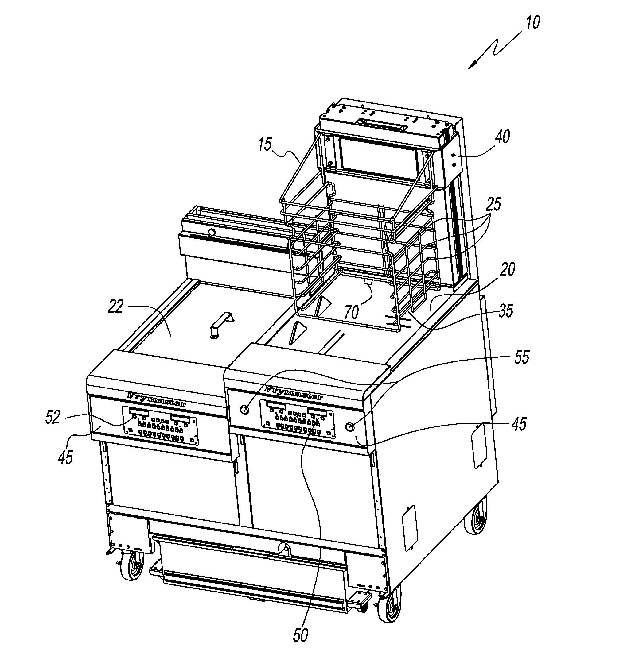 Racking system for deep fryer