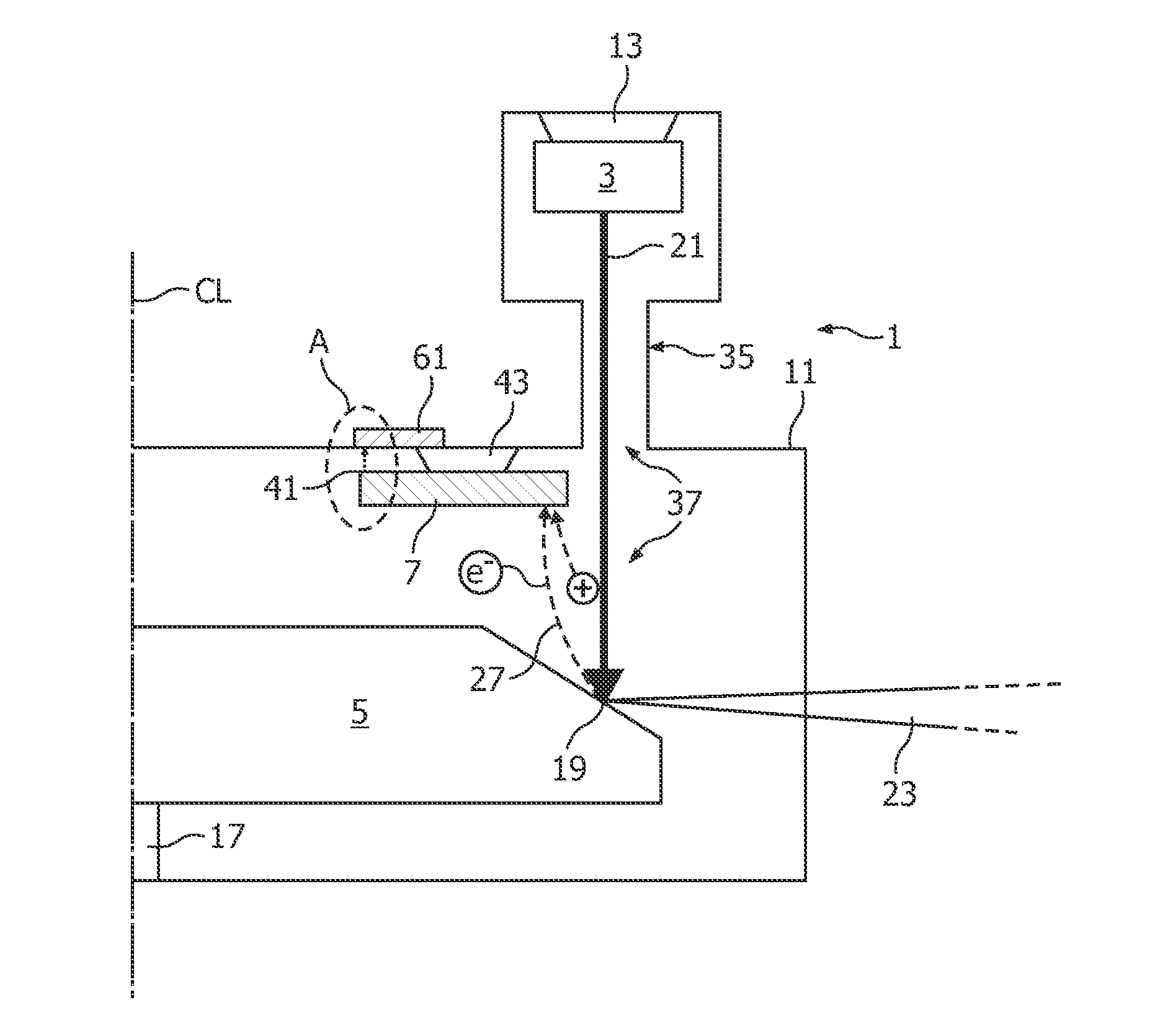 X-ray tube with passive ion collecting electrode