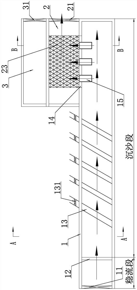 A spiral flow self-draining sand filter tank