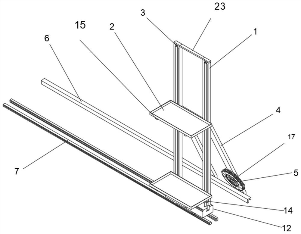 Material conveying device for segmented construction of superstructure