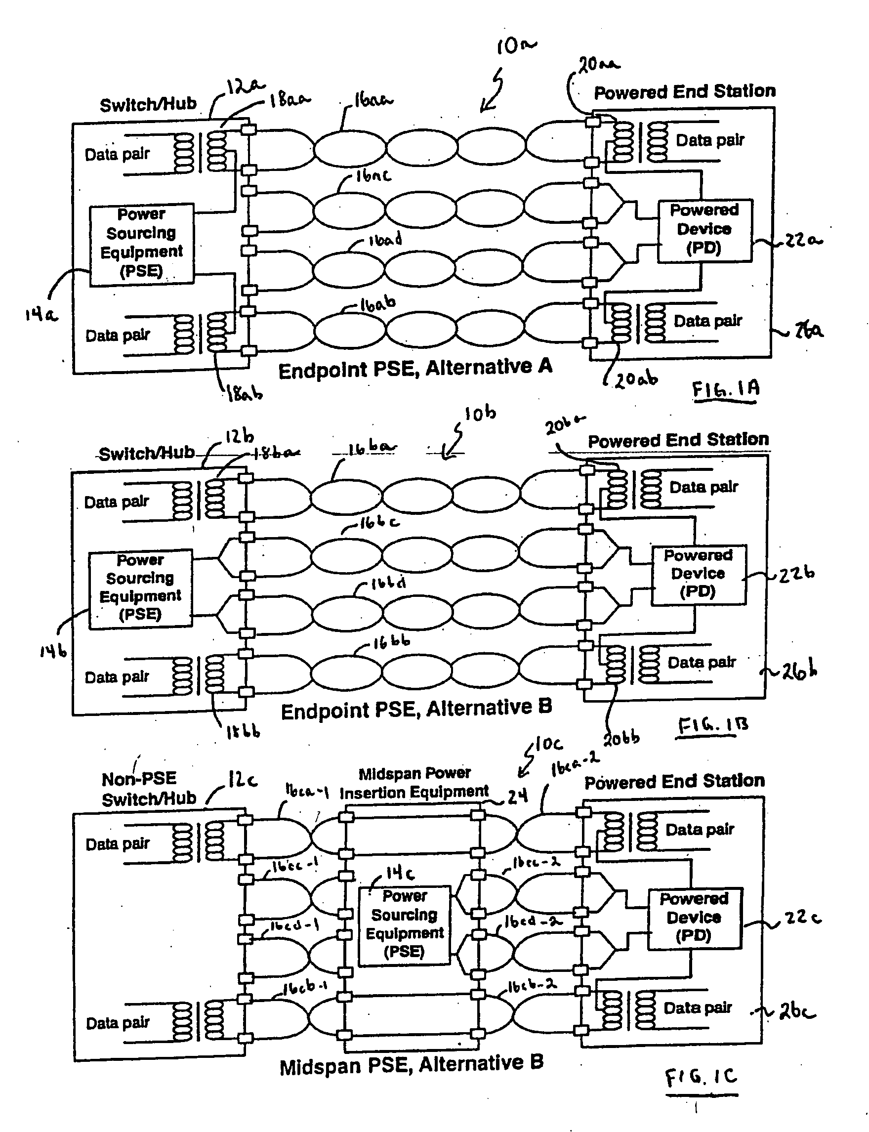 Fail-safe inline power in a wired data telecommunications network