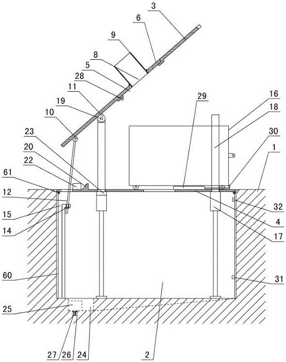 Hidden multi-column type hydraulic lifting garbage transferring box