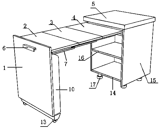 Hidden type kitchen cabinet dining table