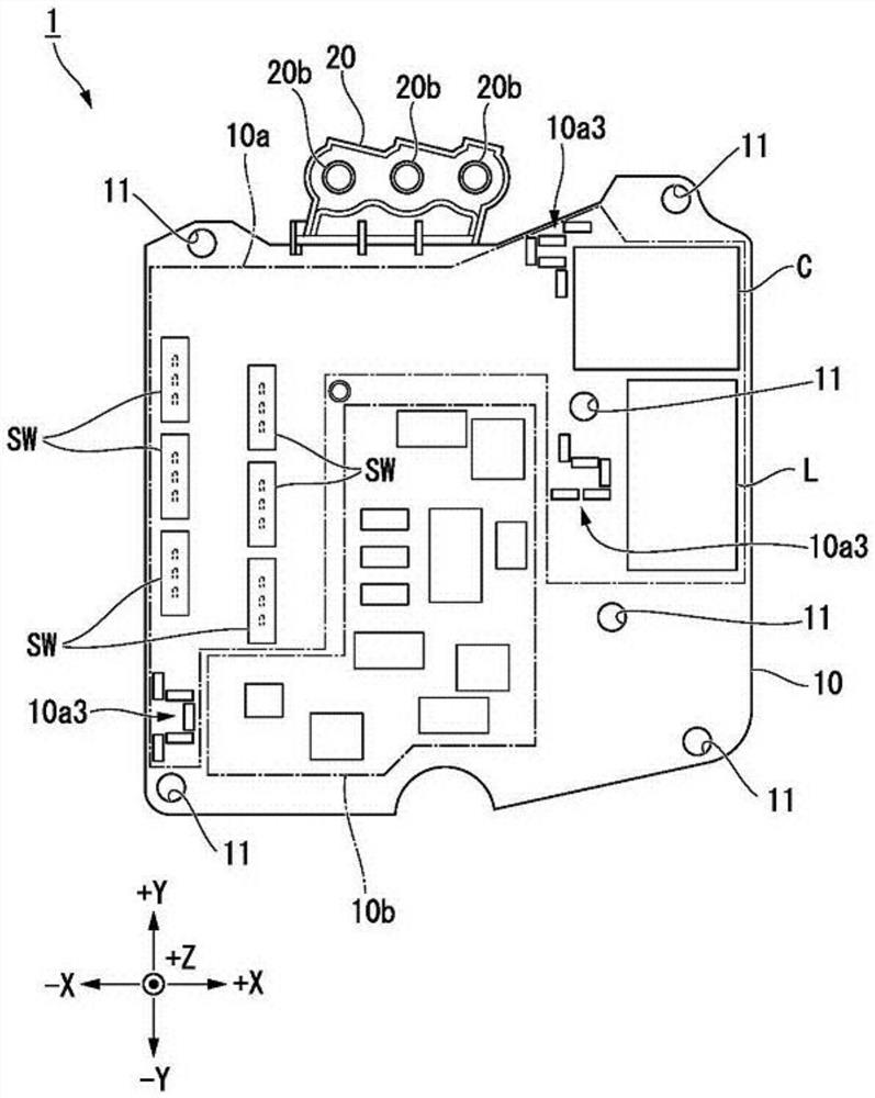 Circuit board for power conversion, and electric compressor