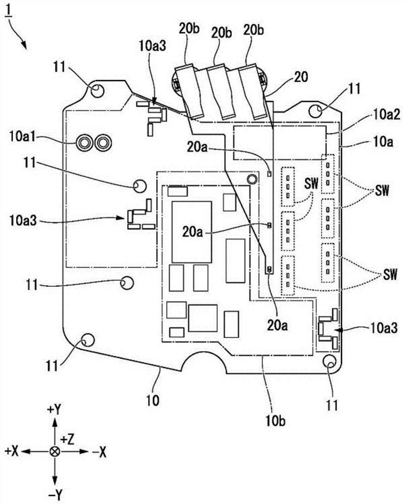 Circuit board for power conversion, and electric compressor