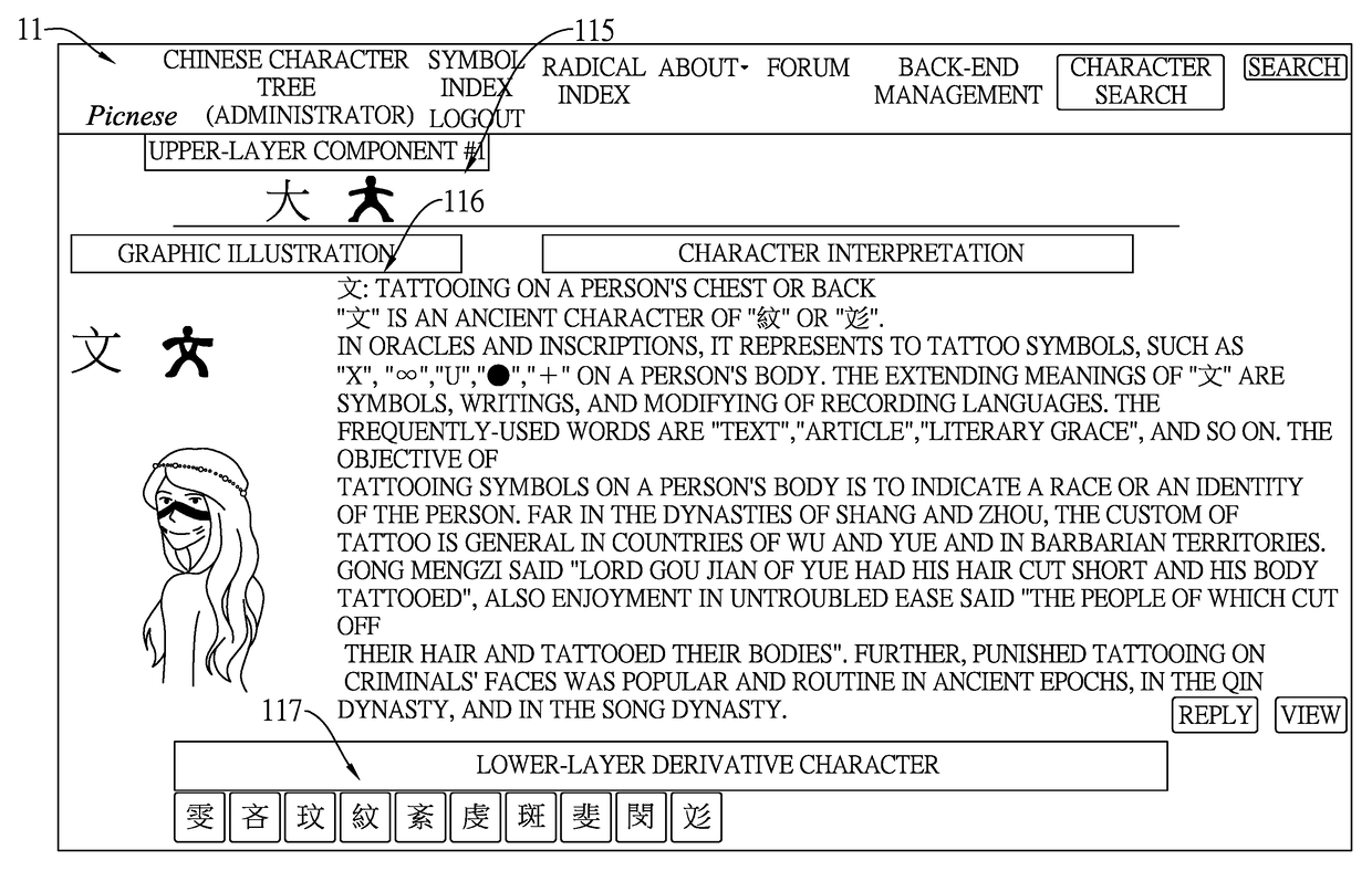 Learning system of chinese graphic characters and information processing method of operating the same