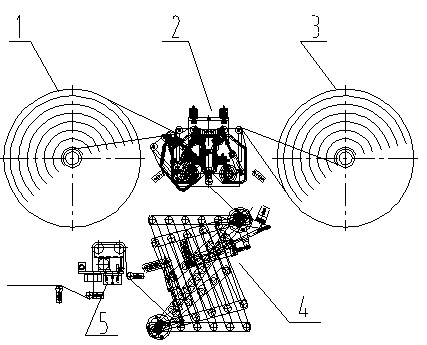 Automatic compression joint material breaking and material changing mechanism for hygienic product coiled material and material breakage method