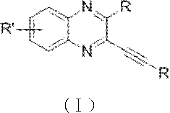 Alkyne-containing quinoxalin derivative and preparation method thereof