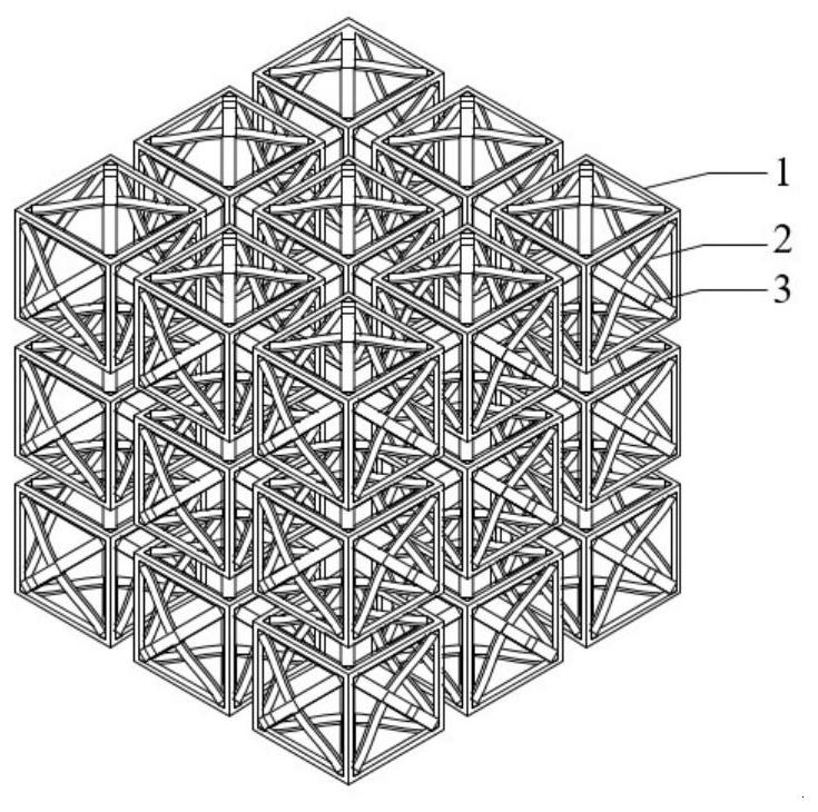 Recoverable six-way buffer energy-absorbing metamaterial and design method thereof