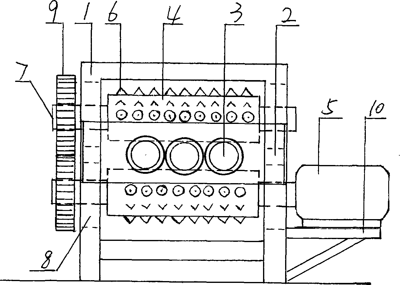 Roller type phragmites communis unhairing machine