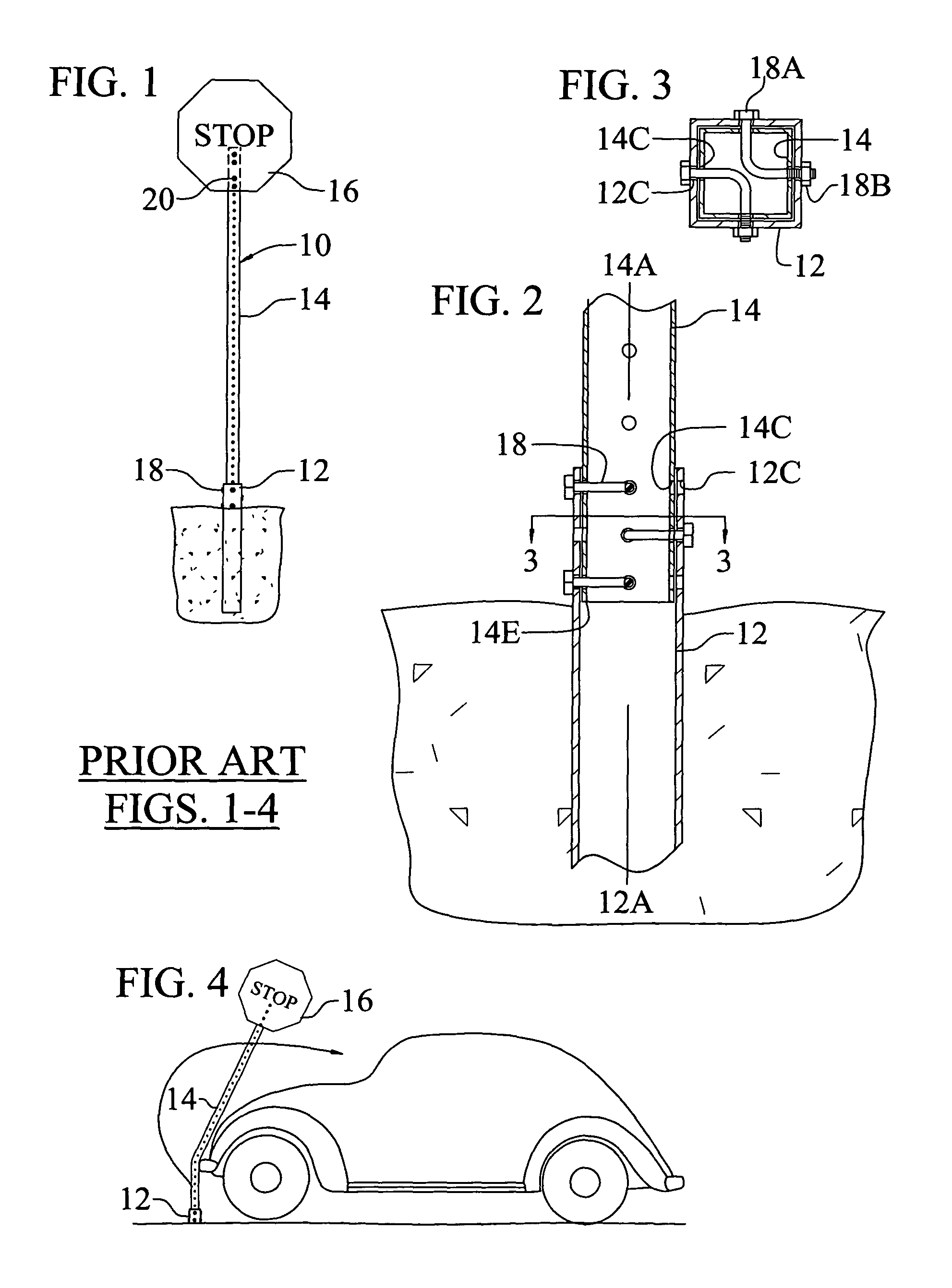 Breakaway coupling for road-side signs