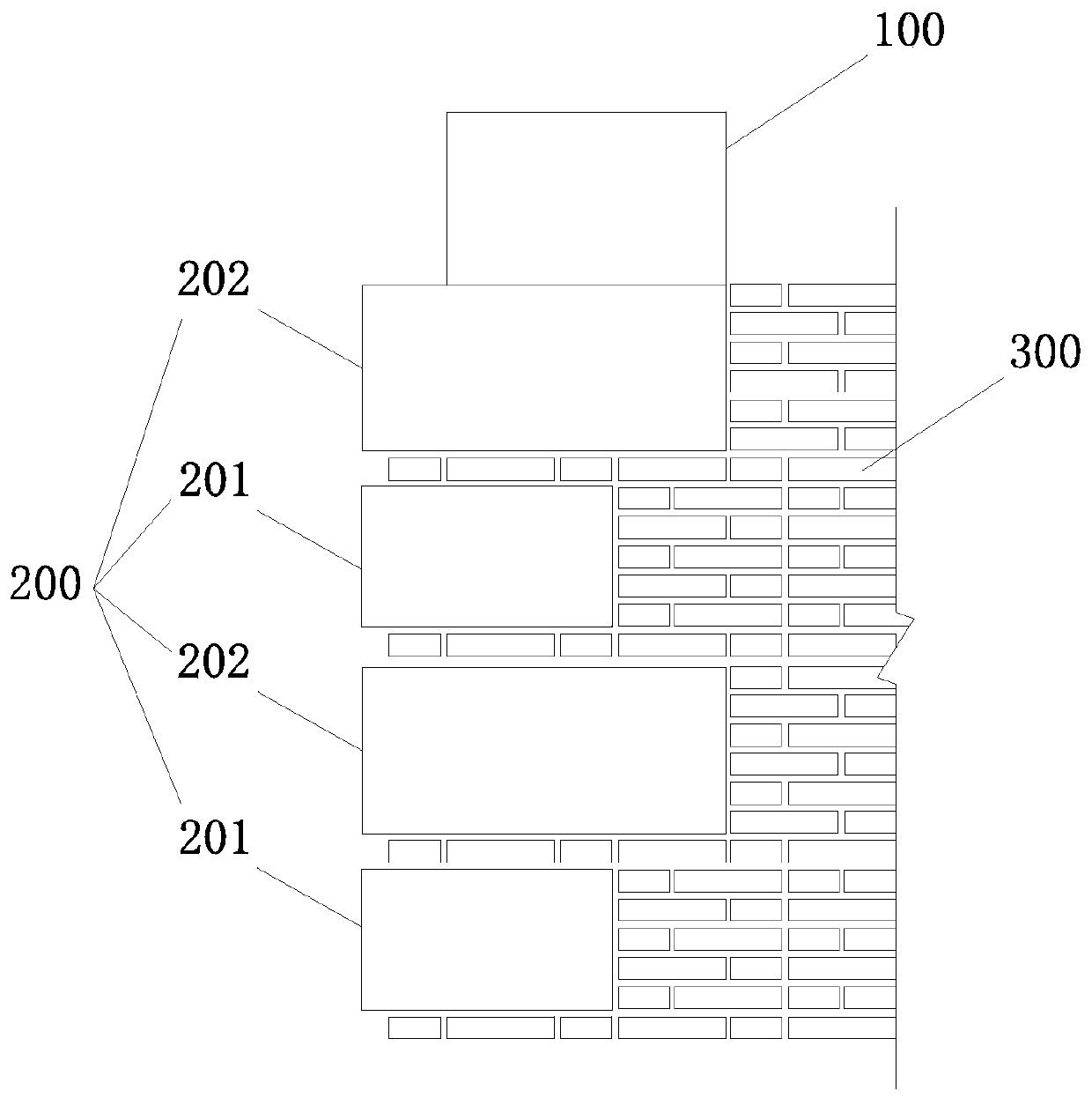 Bare concrete prefabricated block and ganged brick composite outer wall and assembling and building method thereof