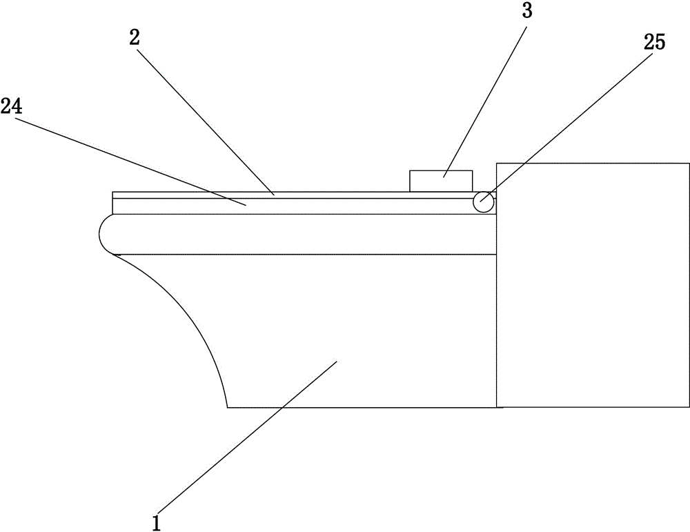 A child-resistant opening device on a toilet